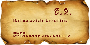 Balassovich Urzulina névjegykártya